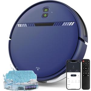 Robot Vacuum and Mop Combo, 2 in 1 Vacuum Cleaner Mop Robot with Schedule, WiFi/App/Voice, Water Tank and Dustbin, Self-Charging, Slim, Ideal for Pet Hair, Hard Floor, Carpet