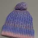 Girls Rainbow Pom Pom Beanies Winter Fleece Lined Knitted Ski Beanie Hat for Kids 7-12 Years