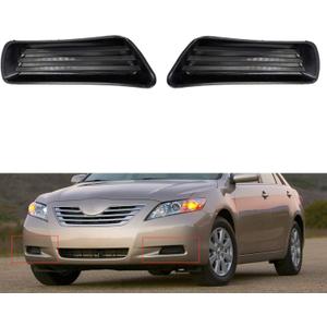 munirater 2-Pack Front Bumper Fog Light Cover Grilles w/o hole Replacement for Camry 2007 2008 2009 Left and Right Side 5212706050, 5212806050