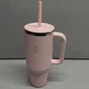 Hydro Flask Travel Tumbler with Handle, Lid and Straw - Insulated Stainless Steel in 40 Oz Tonal Trillium Pink
