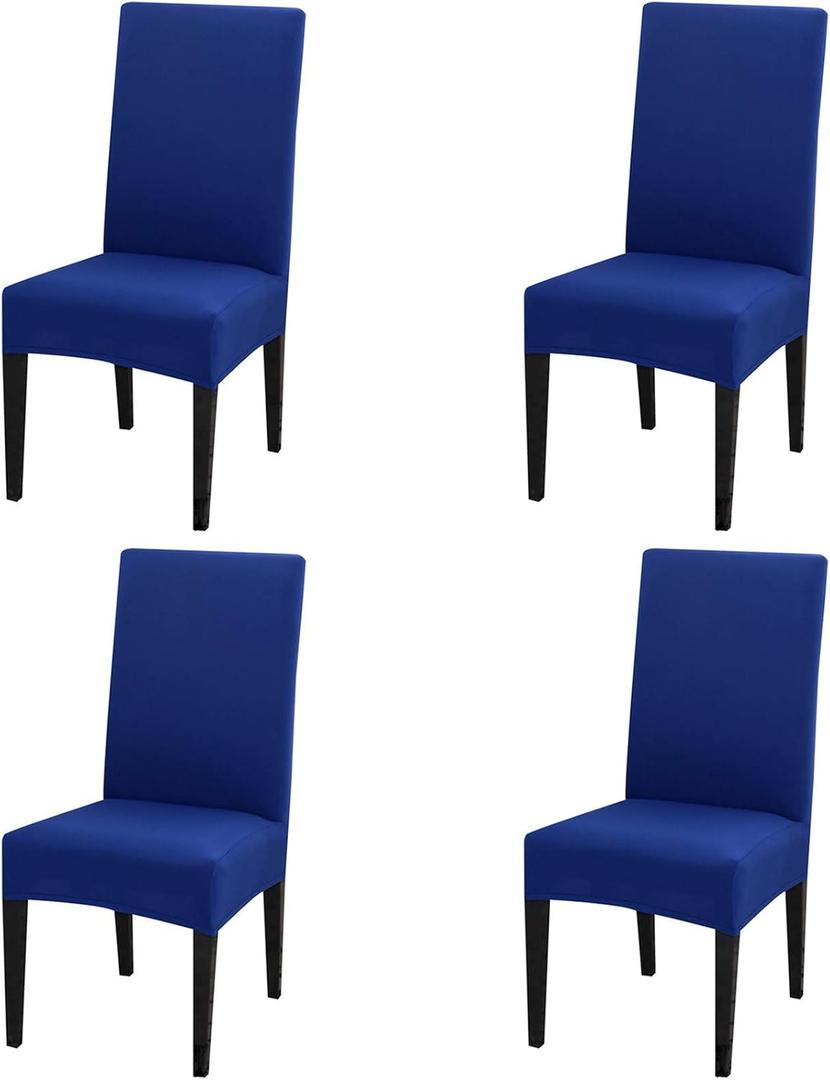 Dimatic 4 Pack Dining Chair Covers, Stretch Spandex Removable Washable Protector Chair Slipcovers for Dining Room Kitchen Hotel (Royal Blue)