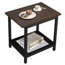 PyraLine 2-Tier Outdoor Side Table with Storage, Weather Resistant Patio End Table, HDPS Small Accent Table for Deck, Garden, Pool, Backyard, Brown 2pcs