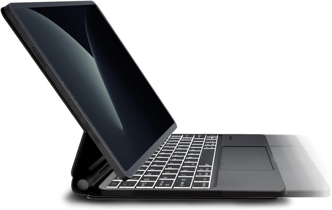 Doohoeek New Pull-Out Keyboard Folio for iPad Pro 11-inch (M4) (A2836, A2837) 2024, iPad Pro 11" 2024 Floating Keyboard Case Magnetic Magic-Style Bluetooth Keyboard with Touchpad & Lighting Keys