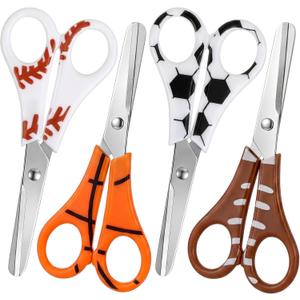 Therwen 24 Pcs Sport Blunt-tip Scissors Set 5 Inch Soccer Football Basketball Volleyball Safety Scissors for School Classroom DIY Crafting Back to School Supplies for Teacher Gifts