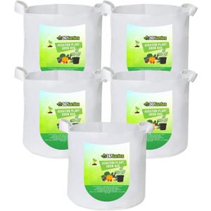 247Garden 5-Pack 30 Gallon Grow Bags/Aeration Fabric Pots w/Handles (260GSM, White, 15.5H x 24D)