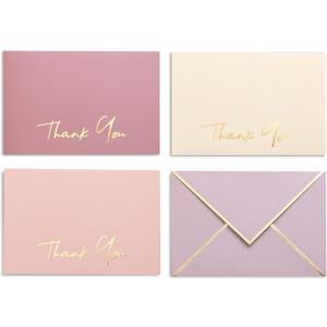 High-end Thank You Cards with Envelopes - 36 PK Heavy-duty Gold Thank You Notes 4x6 Inches Baby Shower Thank You Cards Wedding Thank You Cards Small Business Graduation Funeral Bridal Shower (Dusty Pink)