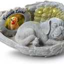 MoDinity Dog Memorial Gift, Angel Memorial Dog Statue with Photo Frame, Forever My Guardian Angel Garden Solar Light Dogs for Pet Memorial Stone