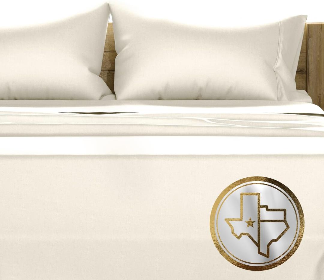 TEXAS LINEN CO. 100% Egyptian Cotton Sheets California King Size - 1500 Thread Count Cal King Sheet Set Egyptian Cotton, 4 PC Luxury Bedsheet (Ivory), Soft, Cooling, 17" Deep Pocket Bedsheet Set