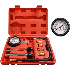 Compression Tester Kit, Petrol Gas Engine Cylinder Pressure Gauge with Adapters, Professional Small Engine Compression Tester Range of 0-300 PSI for Car Motorcycle