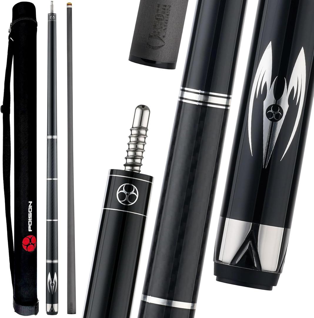 Poison by Predator Maelith Pool Cue with Carbon Fiber Shaft and Cue Case, 12.4 mm
