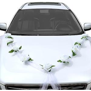 GWHOLE Artificial Flowers Bouquet Ribbon Set, Wedding Car Flowers for Wedding Party Decoration