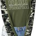 Long Sleeve Mama Shirts for Women Mama Letter Printed T Shirt Auntie Graphic Tees Funny Mom Pullover Top (Green, XXL)