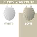 Mayfair Sculptured Shell Toilet Seat, Easy Clean Hinges with Durable Wood Seat, Made in USA, Round, Bone