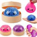 1PCS Glitter Squishy Toys, Dumpling Stress Balls for Kids and Adults 3.94" Sensory Squishy Sugar Ball, Dumpling Squeeze Toys, Kawaii Stress Toy for Autism, Unique Adorable Stress Relief Gifts (Blue)