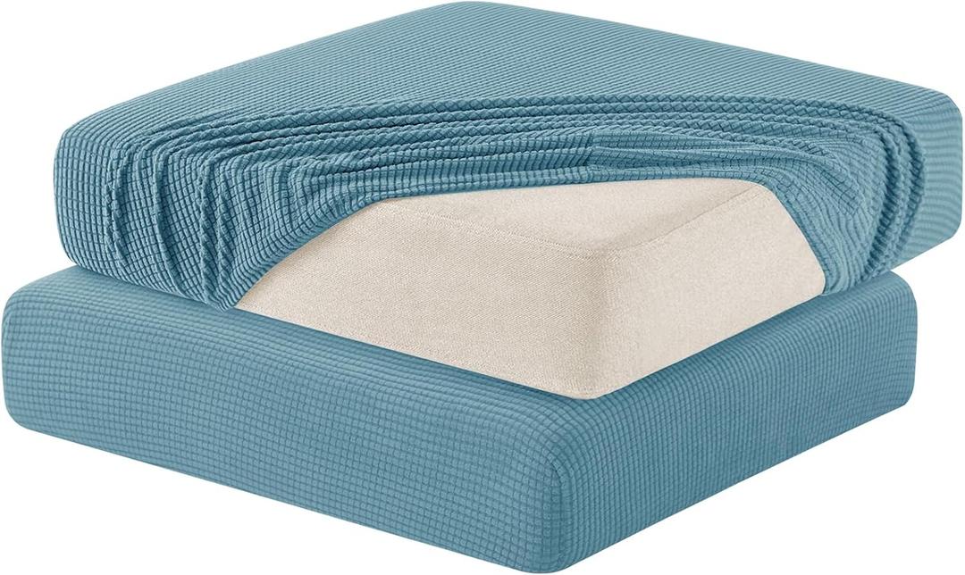 Hokway 2 Piece Couch Cushion Slipcovers Stretch Reversible Cushion Replacement Slipcovers Sofa Cushion Covers(Smoky Blue, 2)