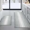 BSICPRO Bathroom Rugs and Mats Sets, 2 Piece Thick Absorbent Chenille Non Slip, Soft Shaggy Floor Mats, Machine Washable (Light Gray, 20" x 47" Plus 16" x 24")