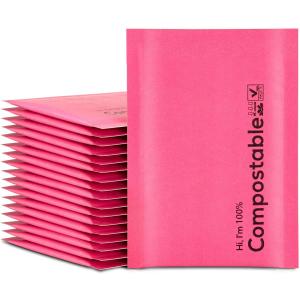6x10 100% Biodegradable Bubble Mailers,25 Count Red #0 Compostable Padded Packaging Wrap Envelopes Pouches Eco Friendly Self Seal Bags