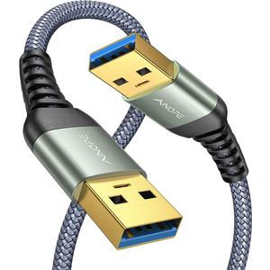 AINOPE USB to USB Cable, USB 3.0 A to A Male to Male Cable [Never Rupture] Double End Type A Cord Compatible with Hard Drive Enclosures, KVM, DVD Player, TV, Laptop Cooler,6.6Ft/Grey