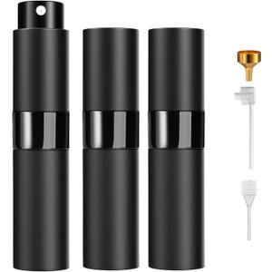 Perfume Travel Refillable Atomizer 8ML (3PCS) - Empty Cologne Spray Bottle, Portable & Leakproof Sprayer for Travel (Black)