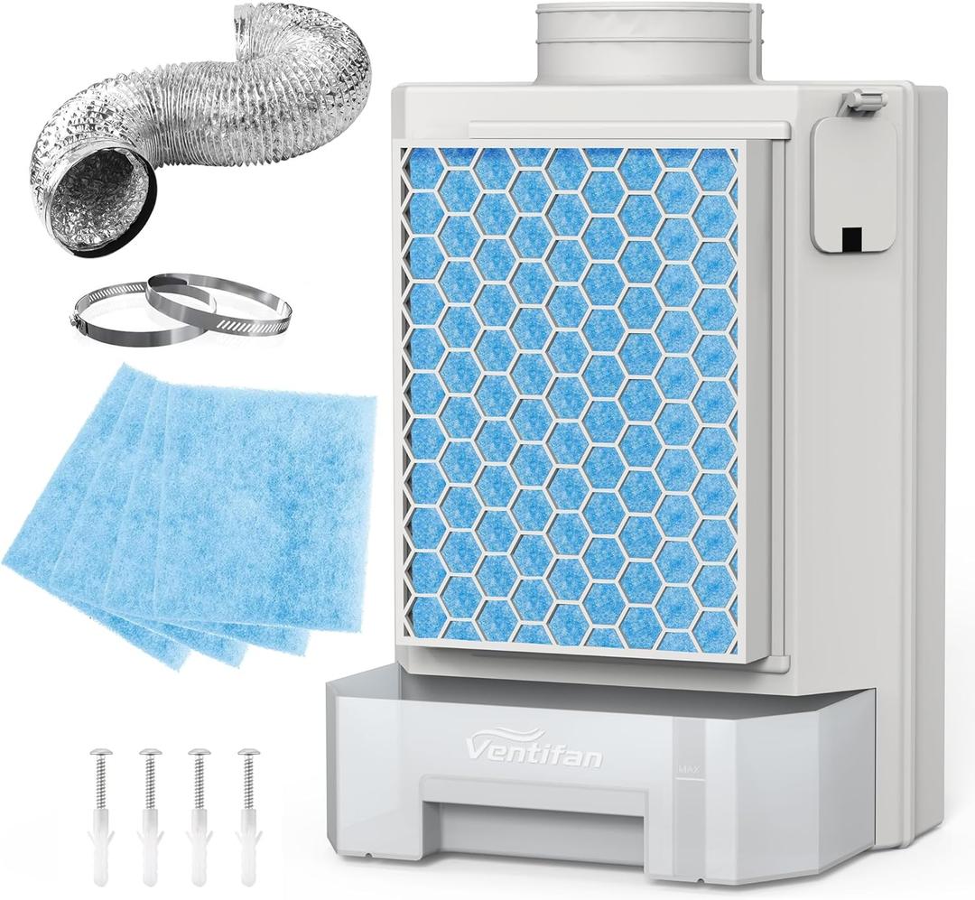 Indoor Dryer Vent Kit with Stainless Steel Polyester Filter, 4 Pieces Polyester Filters and Vent Hose, For Electric Clothes Dryer