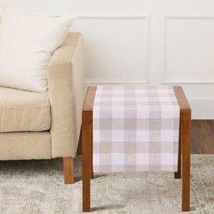 Solino Home 100% Linen Table Runner, 14 x 60 in, Natural and White Check