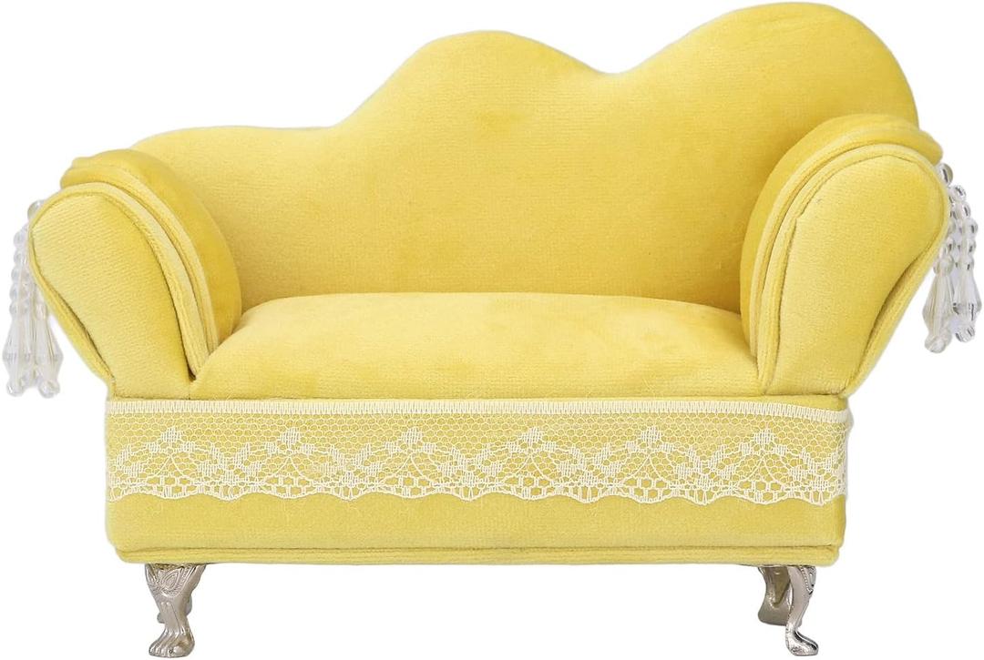 Dollhouse Furniture Jewelry Box, Openable Sofa Jewelry Box 1/6 Sofa Cushions for Dollhouse Living Room Miniature Dollhouse Accessories Dolls House Furniture Couch (Loveseat Sofa(7.1 X 5.1 X 2.8in))