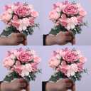 4 Pack Artificial Peony Flowers, Silk Peonies Flowers Fake Peonies Artificial Flowers Peonies Hydrangea Bouquet for Centerpiece Table Wedding Party Home Decor(Rose + Pink)