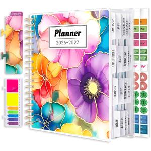 Planner 2026-2027, Large 18 Months Academic Daily Weekly Monthly Planner Yearly Agenda Jan. 2026June. 2027, 7.9" x 9.8", Page Tabs, Separator Page, Pocket Folder, Bookmark, Stickers, Sticky Note Set