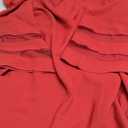 LookbookStore Women Casual Crewneck Mesh Panel 3/4 Bell Sleeve Loose Tunic Dress (Large, Savvy Red)