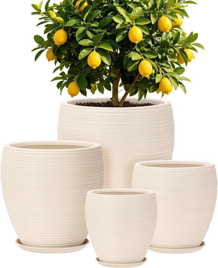 19/16/13/10 Inch Extra Large Planters for Indoor Outdoor Plants & Drainage