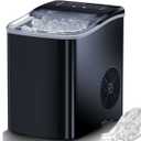 Zvoutte Portable Counter Top Self Cleaning Ice Maker Machine - 26lbs/24Hours with Ice Scoop, Basket, Black
