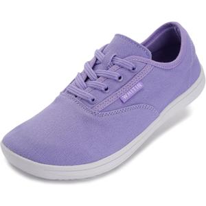 WHITIN Womens Canvas Minimalist Wide Toe Box Barefoot Sneakers Extra Zero Drop Sole Shoes Width Fit Minimus Size 8  Minimal Bare Feet Trail Purple 