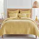 Levtex Home - Mills Waffle - King/Cal King Quilt Set - Ochre Cotton Waffle - Quilt Size (106 x 92in.), Sham Size (36 x 20in.)
