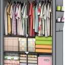 YOUUD Wardrobe Storage Closet Clothes Portable Organizer Closets Shelf Standing Brown, 44inchx18inchx70inch