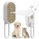 SteamCat 3 in 1 Cordless Cat Grooming Brush, Built-in Lithium Battery, Silicone Massaging, Removes Static & Pet Hair, for Cats & Dogs (White)