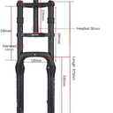BOLANY Bike Suspension Fork 20inch 4.0 Tire Double Shoulder Snow Beach MTB Fat Fork | 110mm Travel | Straight Tube QR 9mm | 1-1/8inch Steerer - Black