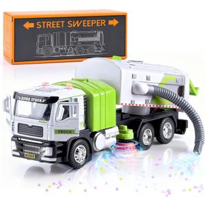 WeeHomm Garbage Truck Toy with Lights and Sounds, Play Vacuum Street Sweeper Trash Truck, Battery Powered Recycling Car Vehicle Toys for Boys Girls Kids Toddler Gift for Christmas Birthday