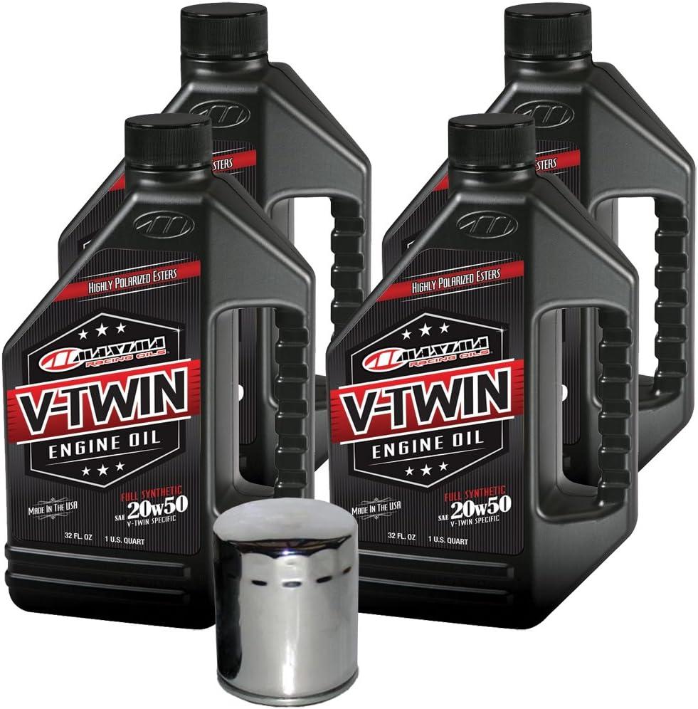 MaxHiflo VTEOCK13 Full Synthetic Engine Oil Change Kit for Harley Davidson Twin Cam V-Twin - 4 quart