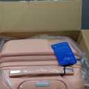 TRAVELEO 4 Piece Carry On Luggage Set 20 Inch, Expandable PP Hardshell Suitcase with Detachable Spinner Wheels & TSA Lock, Includes Cosmetic Case, Travel Tote & Toiletry Bag, Lightweight (Pink)