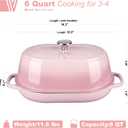 VORRINGARD Enameled Cast Iron Dutch Oven Pot with Dome Lid, Oval Bread Oven for Homemade Sourdough Bread Baking, Oven Safe up to 500F, 6 Quart, Pink