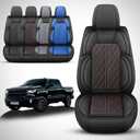 Car Seat Covers Custom Fit for Chevy Silverado GMC Sierra 1500 2007-2025 2500/3500 HD Crew Cab Pickup Truck Seat Cover Protector Cushion with Faux Leather Waterproof(Black RedLine, Front Seat)