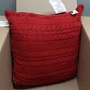 VCNY Home - Throw Pillow, Cotton Cable Knit Decorative Pillow for Bed or Couch (Dublin Red, 18" x 18")