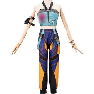 KIRA KIRA Movie Anime Cosplay Costume Doki-N Pop Singer Blue Sleeveless Top Long Pants Outfits (X-Small)