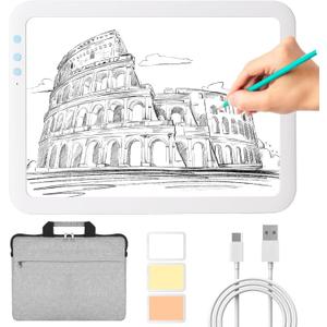 KOBAIBAN Wireless A4 LED Light Box with Carry Bag, High Capacity 3500mAh Lithium Battery Powered 3 Color Light Modes Super Bright Light Pad Light Board Light Table for Weeding Vinyl, Sketching,Drawing