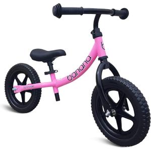 banana bike LT Balance Bike - Lightweight Toddler Bike for 2-5 Age - 33x18x24 No Pedal with Adjustable Handlebar and Seat - Durable Aluminum -Equipped with EVA Tires for Smooth Rides, Pink