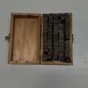 70Pcs Wooden Rubber Alphabet Letter Number Stamps, Rectangular, Capital & Lower Case, DIY Craft Card Making, Scrapbooking Supplies (Dark Wooden) (Reddish Brown)