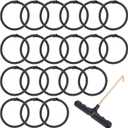 20Pcs Trampoline Replacement Bungee Cords, Black Elastic Trampoline Ropes with Mounting Tool for Repair, Safety Round Trampoline Repair Kit Universal Fit for Most Trampolines
