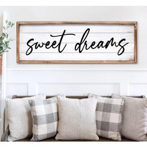 Sweet Dreams Wall Decor Above Bed 42''×15'' Large Bedroom Wall Sign Farmhouse Bedroom Sign Wood Framed Guest Room Decor Master Bedroom Wall Decoration