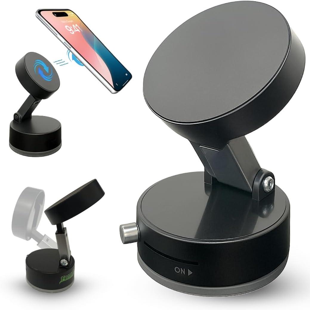 Magnetic Phone Holder - Foldable, Retractable & Adjustable Magsafe Suction Mount, 180 Swivel & 135 Rotation, Strong Grip for iPhone/Android, Car, Mirror, Gym, Kitchen, TikTok (Pack of 1)