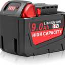 9.0Ah Replace for Milwaukee 18V Battery Ultra-High Capacity Compatible with Milwaukee 18 Volt Lithium Batteries 48-11-1852 48-11-1850 48-11-1840 48-11-1890 48-11-1828 48-11-1820 48-11-1815